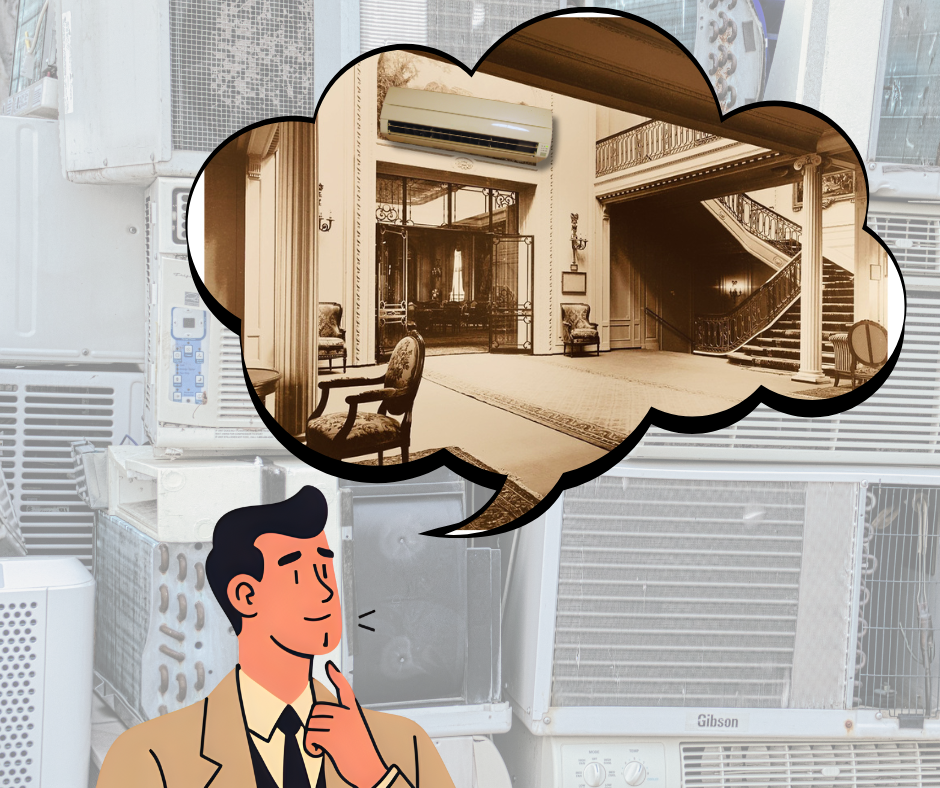 Inventor thinks about air conditioner installation in a home